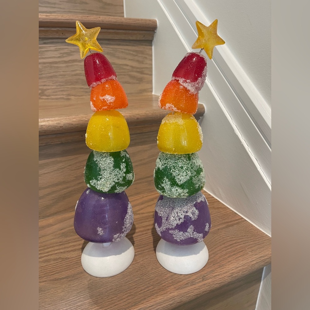 Vintage Dept 56 Goody Goody Gumdrop Iced Tree Gold Star 13” Light Up 2008 RARE